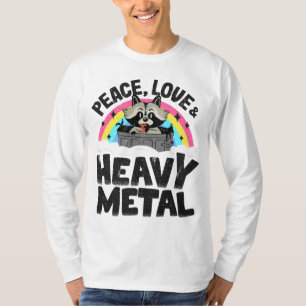 Peace Liebe & Heavy Metal Raccoon Kids Band Metal T-Shirt