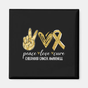 Peace Liebe heilen Kinderkrebs-Bewusstsein Gold Ri Magnet