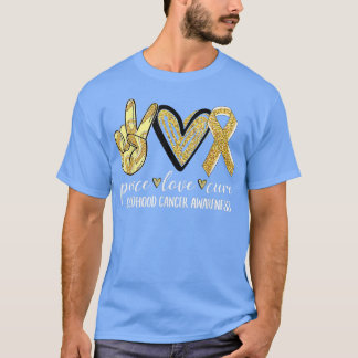 Peace Liebe heilen Kinderkrebs-Bewusstsein Gold Ri T-Shirt