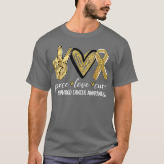 Peace Liebe heilen Kinderkrebs-Bewusstsein Gold Ri T-Shirt