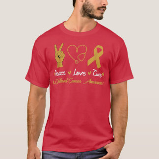 Peace Liebe heilen Kinderkrebs-Bewusstsein Gold Ri T-Shirt