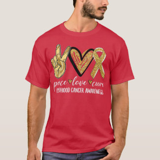 Peace Liebe heilen Kinderkrebs-Bewusstsein Gold Ri T-Shirt