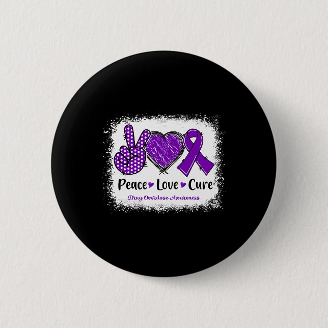 Peace Liebe heilen Medikamentenüberdosierung Lila  Button (Vorderseite)