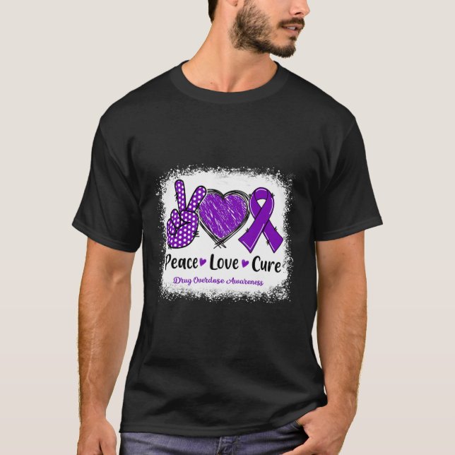Peace Liebe heilen Medikamentenüberdosierung Lila  T-Shirt (Vorderseite)