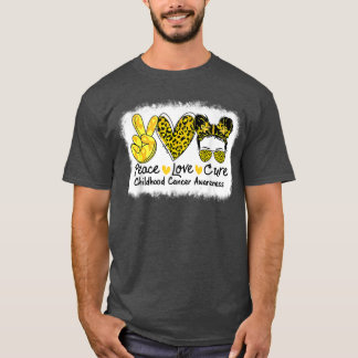 Peace Liebe heilen Messy Bun Childhood Cancer Awar T-Shirt