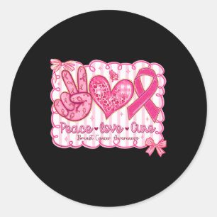 Peace Liebe heilen rosa Ribbon Brustkrebs-Auszeich Runder Aufkleber