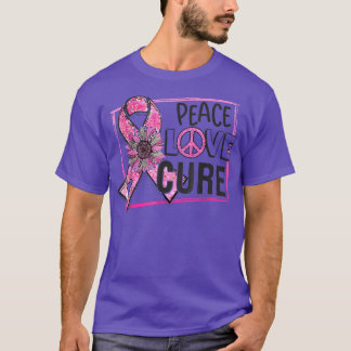 Peace Liebe heilen rosa Ribbon Brustkrebs-Auszeich T-Shirt