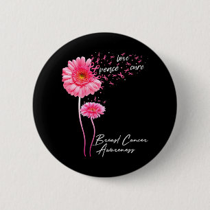 Peace Liebe heilen rosa Ribbon Daisy Brustkrebs Button