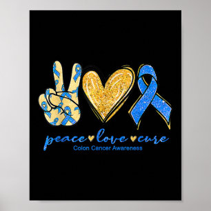 Peace Liebe heilt Ribbon Colon Cancer Awareness Su Poster
