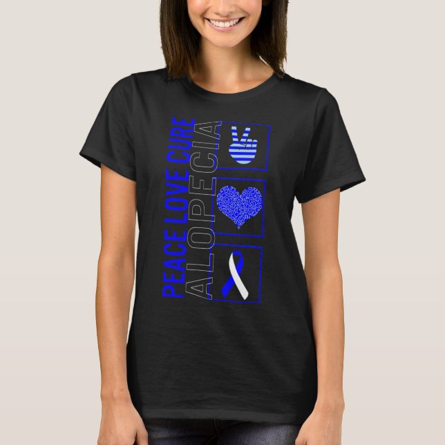 Peace Liebe Heilung Alopecia Sensibilisierungskamp T-Shirt (Vorderseite)