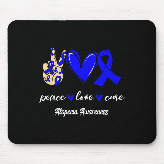 Peace Liebe Heilung Alopezie Blauer Schleim Bewuss Mousepad (Vorne)