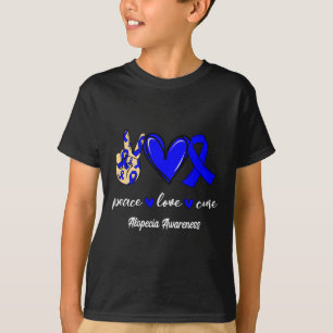 Peace Liebe Heilung Alopezie Blauer Schleim Bewuss T-Shirt