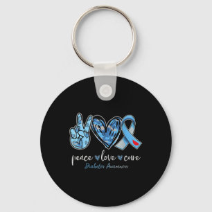 Peace Liebe Heilung Blue Ribbon Diabetes Bewusstse Schlüsselanhänger