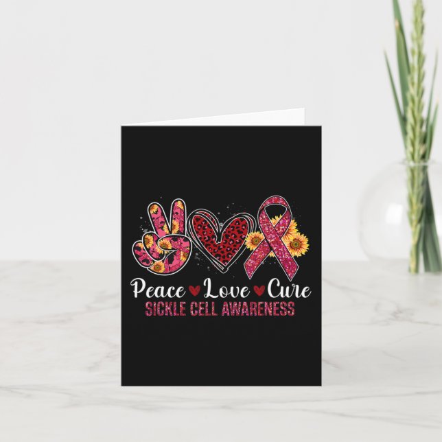 Peace Liebe Heilung Burgunder Ribbon Sickle Cell A Karte (Vorderseite)