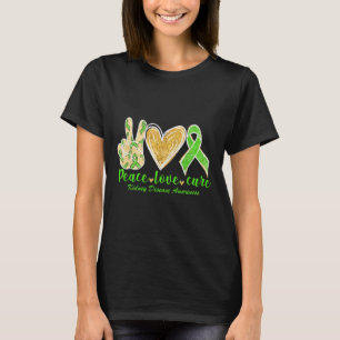 Peace Liebe Heilung der grünen Ribbon Nierenerkran T-Shirt
