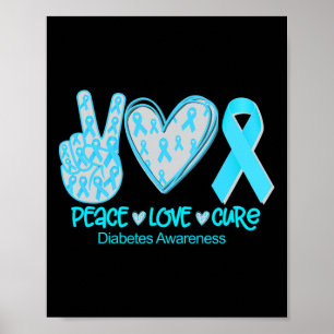 Peace Liebe Heilung Diabetes Awareness Geschenk Poster