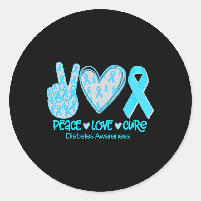 Peace Liebe Heilung Diabetes Awareness Geschenk Runder Aufkleber (Vorderseite)