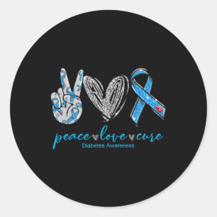 Peace Liebe Heilung Diabetes Awareness Heart Ribbo Runder Aufkleber