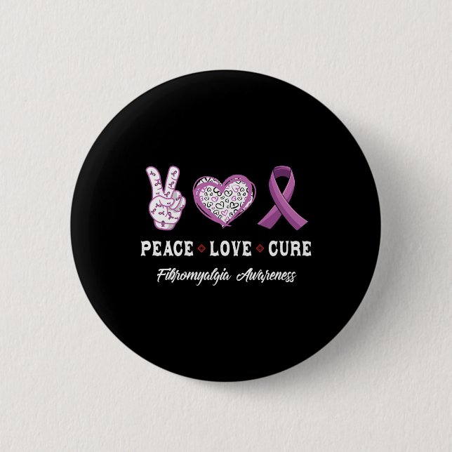 Peace Liebe Heilung Fibromyalgie Bewusstsein Männe Button (Vorderseite)