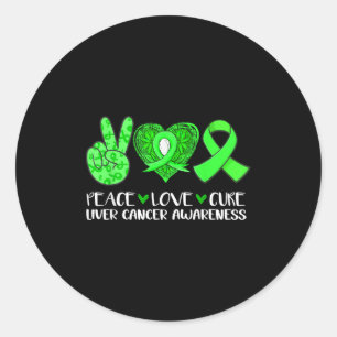 Peace Liebe Heilung Leberkrebs Bewusstsein Grüner Runder Aufkleber
