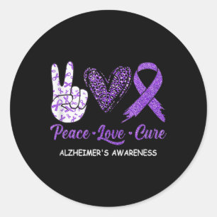 Peace Liebe Heilung Lila Ribbon Heimerheimer-Krank Runder Aufkleber