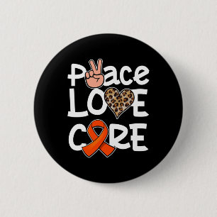 Peace Liebe Heilung Orange Ribbon Leukämie Bewusst Button
