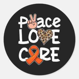 Peace Liebe Heilung Orange Ribbon Leukämie Bewusst Runder Aufkleber