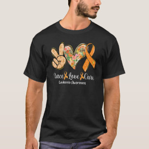 Peace Liebe Heilung Orange Ribbon Leukämie Bewusst T-Shirt
