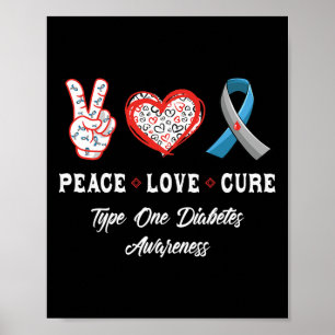 Peace Liebe Heilung Typ 1 Diabetes Bewusstsein Män Poster