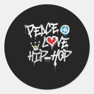 Peace Liebe Hip Hop Dancing Runder Aufkleber
