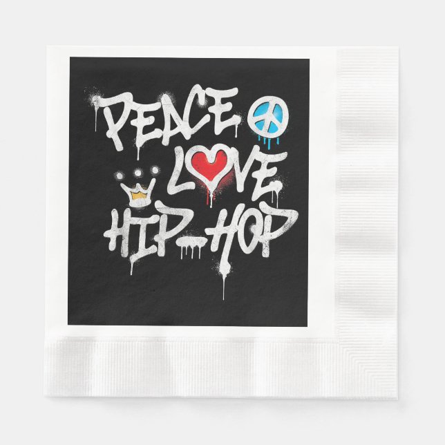 Peace Liebe Hip Hop Dancing Serviette (Vorderseite)
