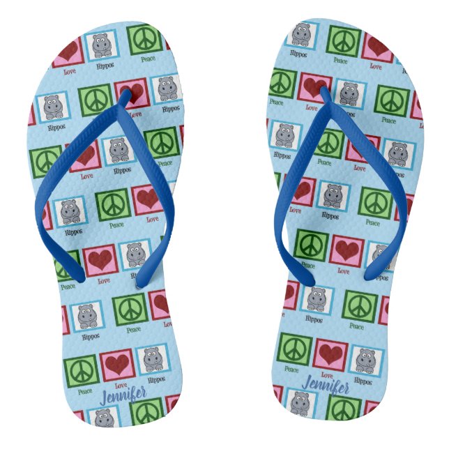 Peace Liebe Hippos Flip Flops (Fußbett)