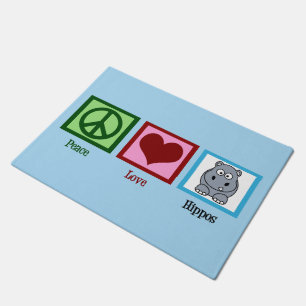 Peace Liebe Hippos Fußmatte