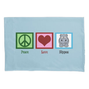 Peace Liebe Hippos Kissenbezug
