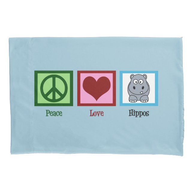 Peace Liebe Hippos Kissenbezug (Vorderseite)