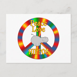 Peace Liebe Hippos Postkarte