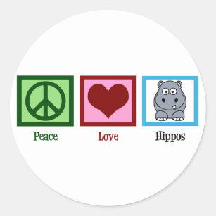 Peace Liebe Hippos Runder Aufkleber
