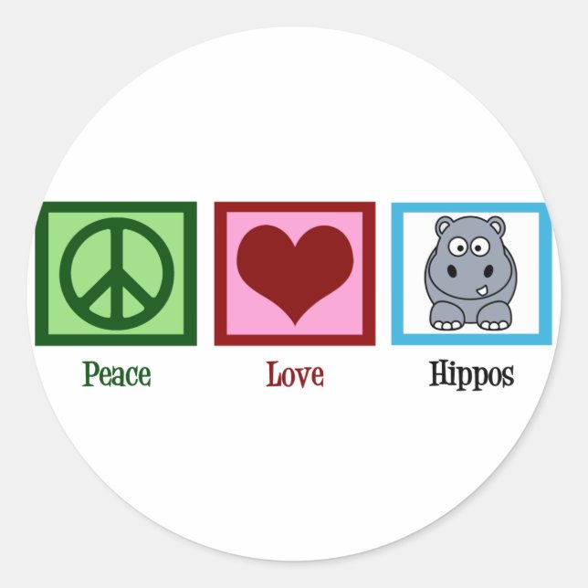 Peace Liebe Hippos Runder Aufkleber (Vorderseite)