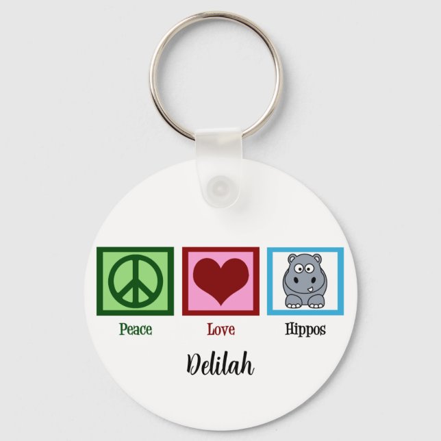 Peace Liebe Hippos Schlüsselanhänger (Vorderseite)