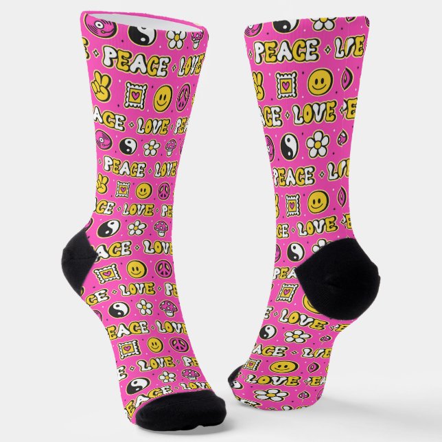 Peace Liebe Hippy Style Socken (Gewinkelt)