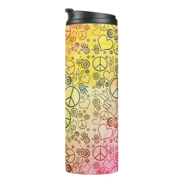 Peace Liebe Hippy Symbol Design Thermosbecher (Nach rechts gedreht)