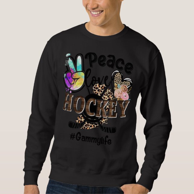 Peace Liebe Hockey Gammy Life Mama Oma Leopard Sweatshirt (Vorderseite)