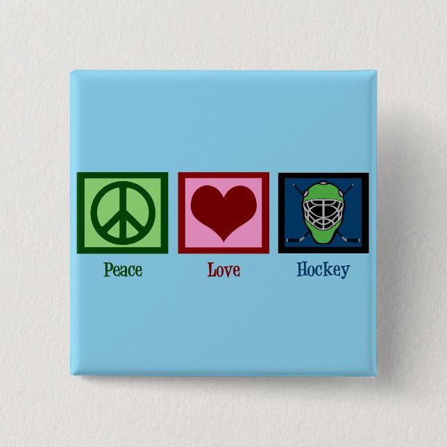 Peace Liebe Hockey (Goalie Mask) Niedlich Button (Vorderseite)