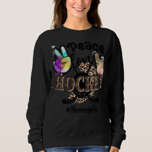 Peace Liebe Hockey Nonna Life Mama Grandma Leopard Sweatshirt