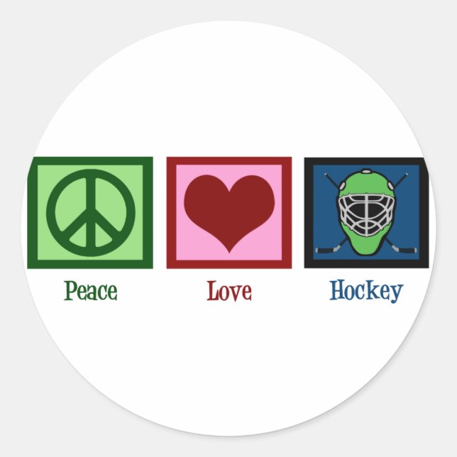 Peace Liebe Hockey Runder Aufkleber (Vorderseite)
