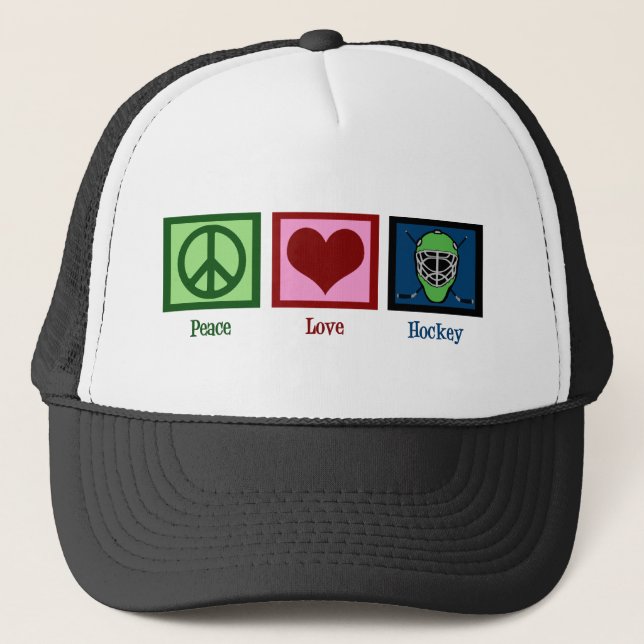 Peace Liebe Hockey Truckerkappe (Vorderseite)