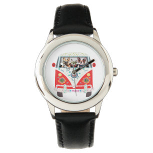 Peace Liebe Hogs Hippie Van French Bulldog Armbanduhr