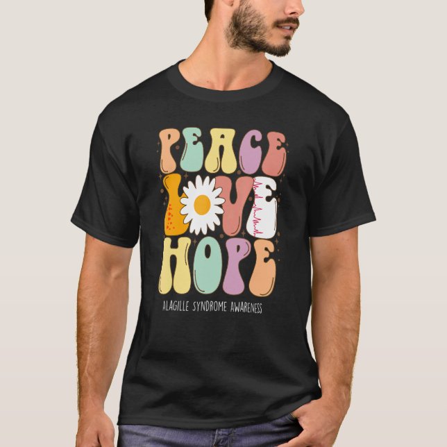 Peace Liebe Hope Alagille Syndrome Awareness T-Shirt (Vorderseite)