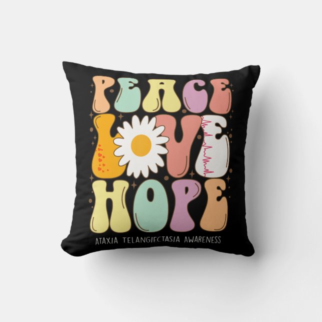 Peace Liebe Hope Ataxia Telangiectasia Awareness G Kissen (Vorderseite)