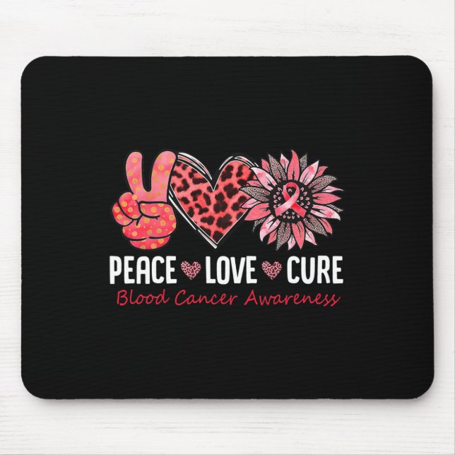 Peace Liebe Hope Blood Cancer Awareness Red Ribbon Mousepad (Vorne)